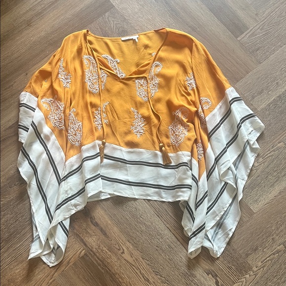 Floreat Mustard and White Embroidered Blouse - Picture 1 of 5